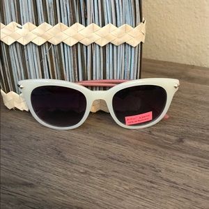 Betsey Johnson White, Pink and Gold Sunglasses